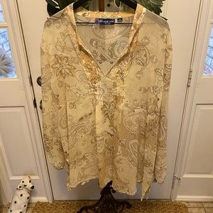 Susan Graver Sheer Paisley Top LS 2X